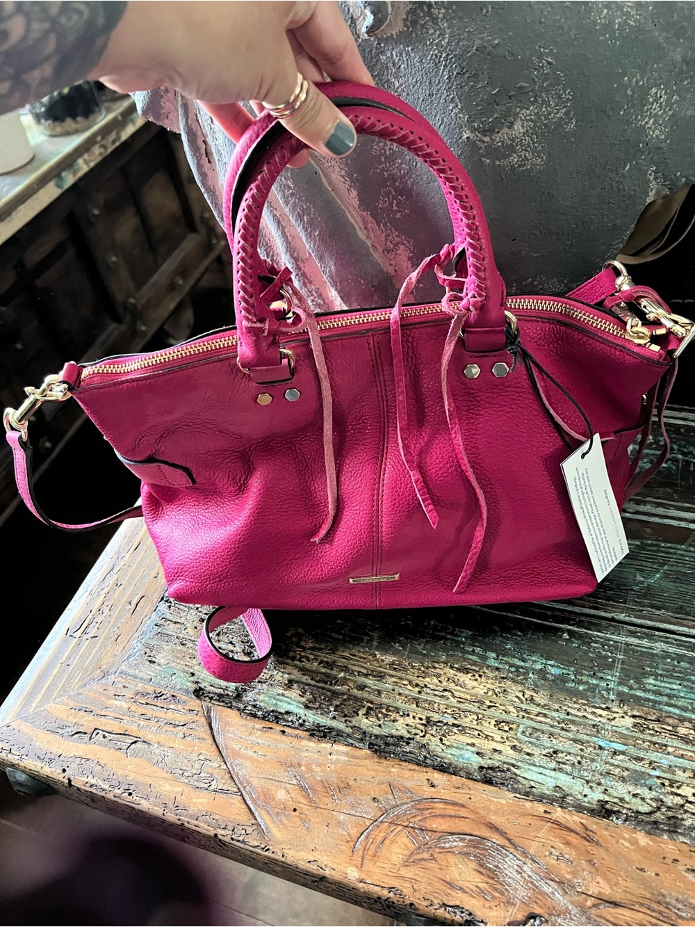 Rebecca Minkoff Hot Pink Leather Satchel with Gold Hardware - Picture 2 of 3